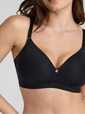 Honeylove Black Wireless Molded Cup Bra with Gold Hardware